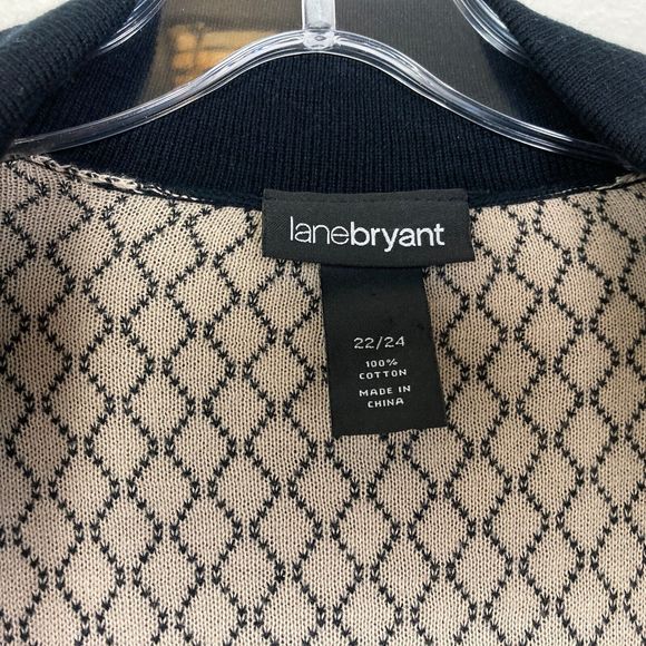 Lane Bryant Women's Button Up Cardigan Sweater Size 22/24 Black Tan Lattice Soft - Picture 3 of 7